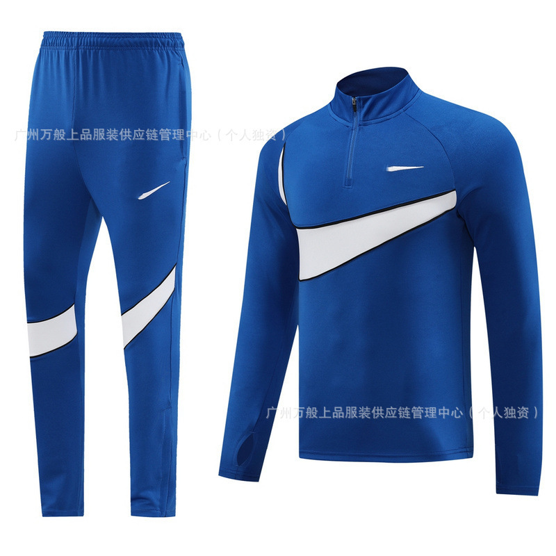 NB半拉链冬装长袖长裤套装训练俱乐部基础足球服球衣长拉logo外贸|undefined