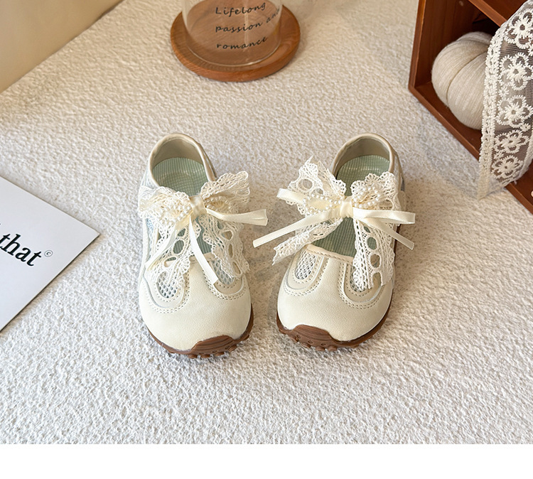 Breathable Mesh Sneakers For Girls With Bow Lightweight Trainers_voghion.com