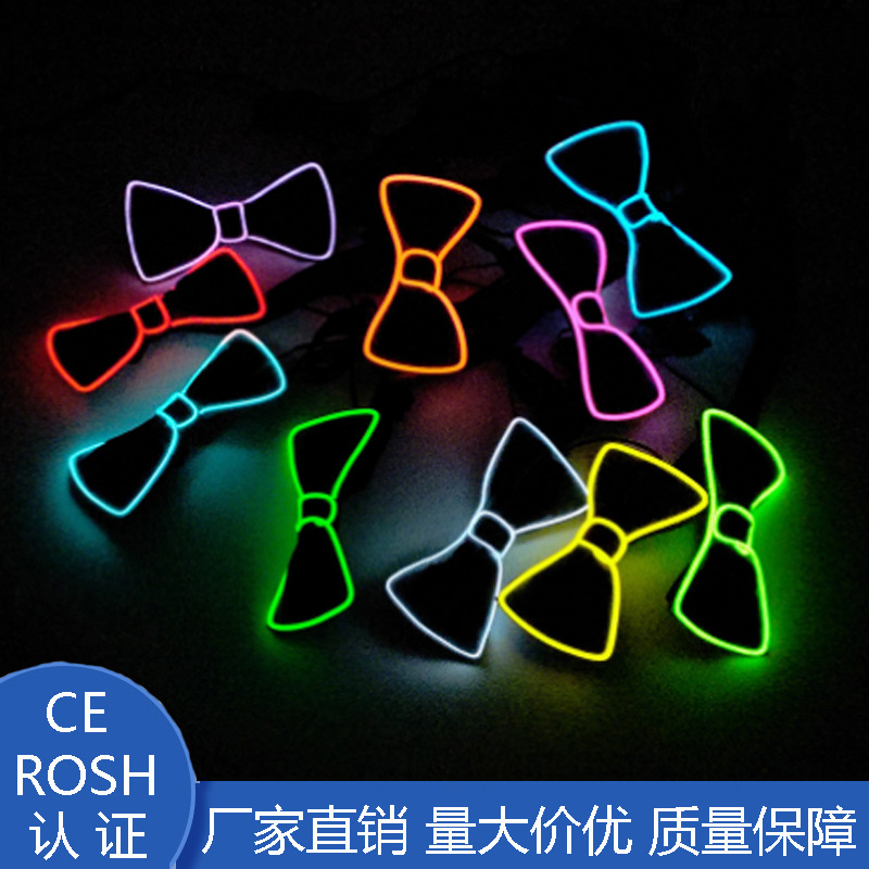 Nuevo LED luminoso pajarita el deshuesado luminoso pajarita danza boda flash pajarita diez colores disponibles