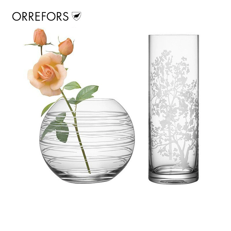 Orrefors импортная хрустальная стеклянная прозрачная ваза европейская водная минималистская гостиная круглая цветочная композиция большой размер