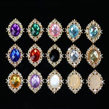 新款合金花盘钻扣鞋服包包发饰头饰DIY合金配件 菱形椭圆宝石饰品