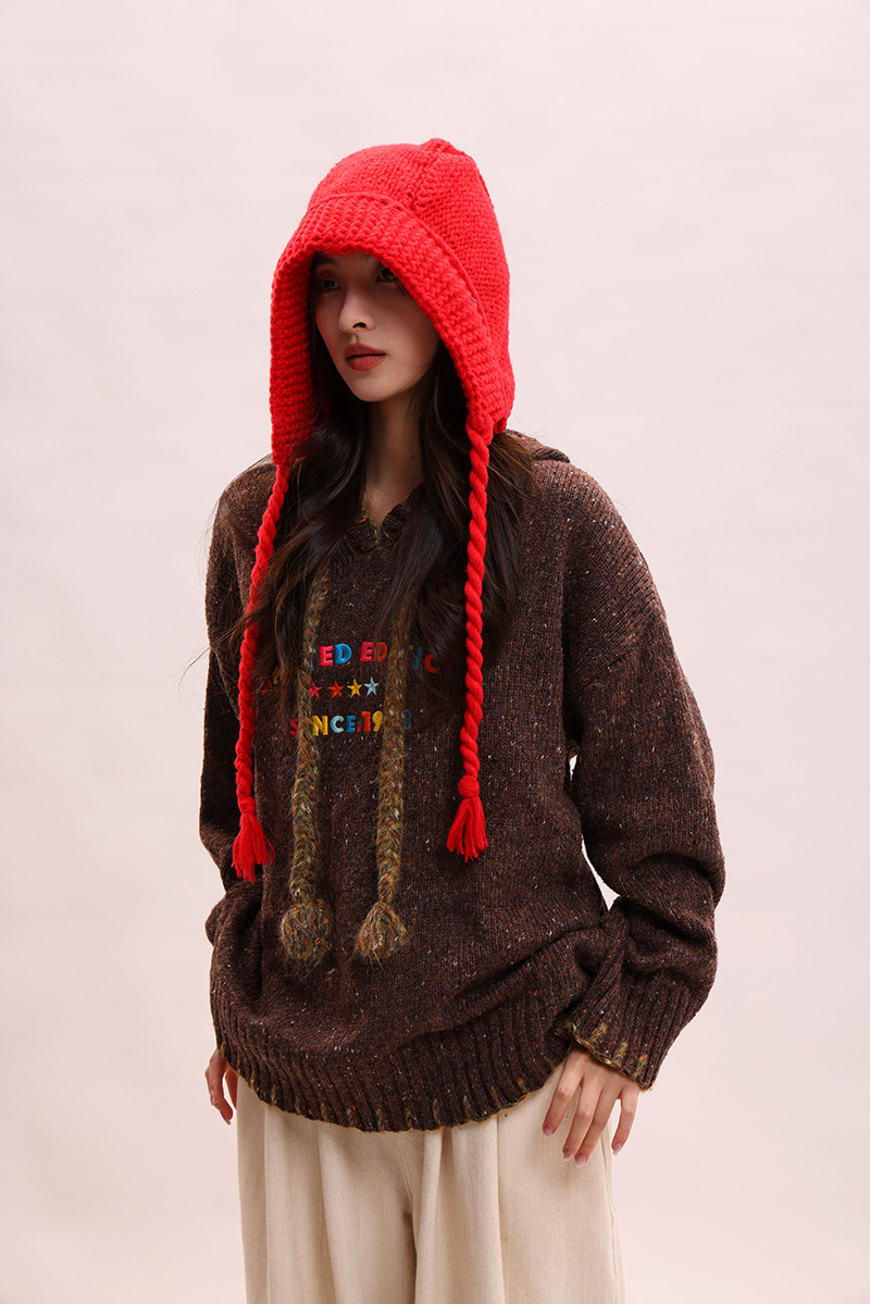 Koreanische version spitze up süße, niedlich, warm und vielseitig Rotkäppchen kinder winter gestrickte garn ohr_voghion.com