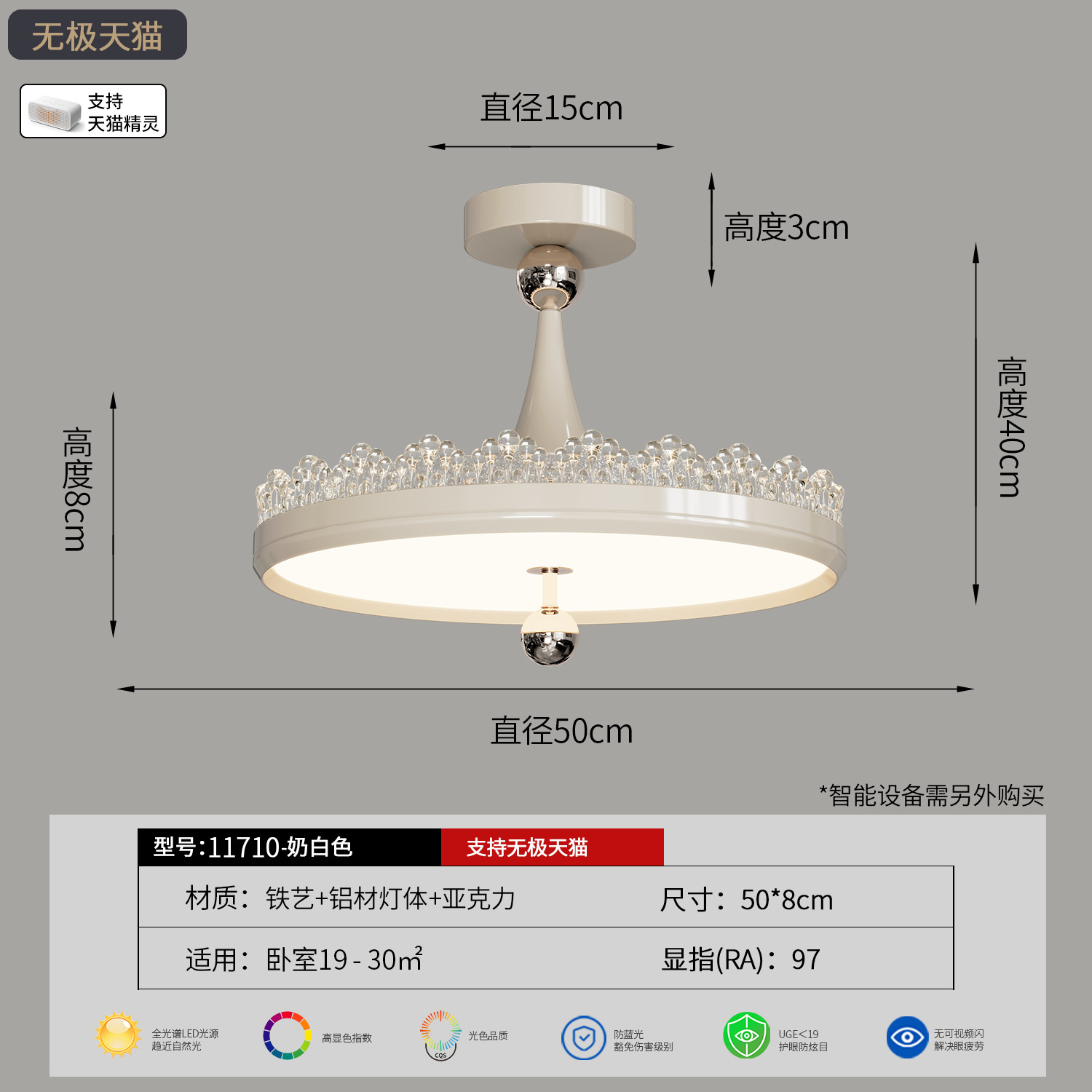 Blanco leche - 55w - Tmall Polarless - Espectro completo