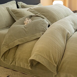 Winter high-end jacquard milk velvet quilt cover single piece 150x 200x 230 coral flannel quilt cover plus velvet sheet 4