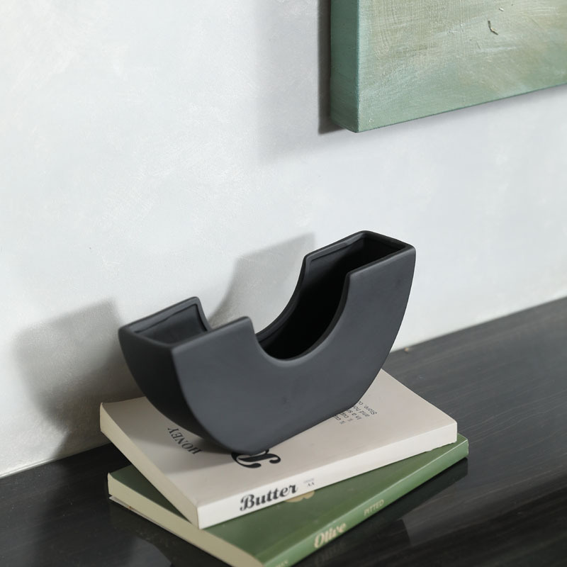 Flor de cerámica blanca y negra sala de estar flor seca flor de imitación entrada de la sala de estar decoración de escritorio creativa adornos