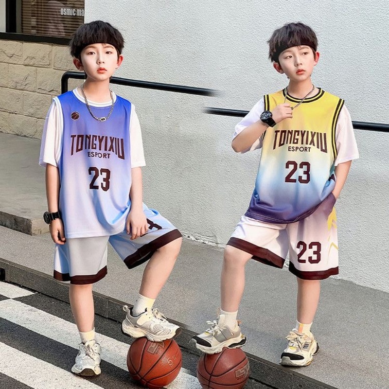秒 超帅 儿童装篮球服男童夏季薄款短袖套装2025新款男孩运动训练|undefined