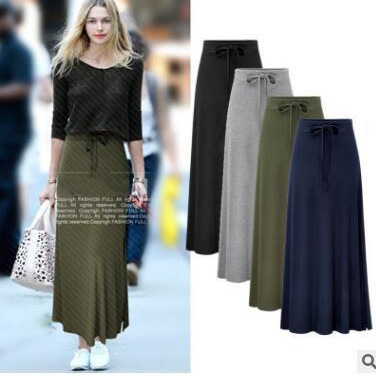 Skirt 2023 Autumn and Spring New Foreign Trade Polyester Cotton Mid-Length Skirt Large Size Slimming Hip Skirt Slit Skirt Big Sale Processing