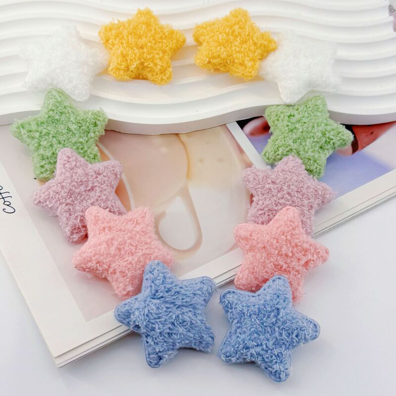 Autumn and Winter Sweet Plush 5cm Five-Pointed Star Children's Hair Accessories Clothing Accessories Jewelry Accessories Material Wholesale