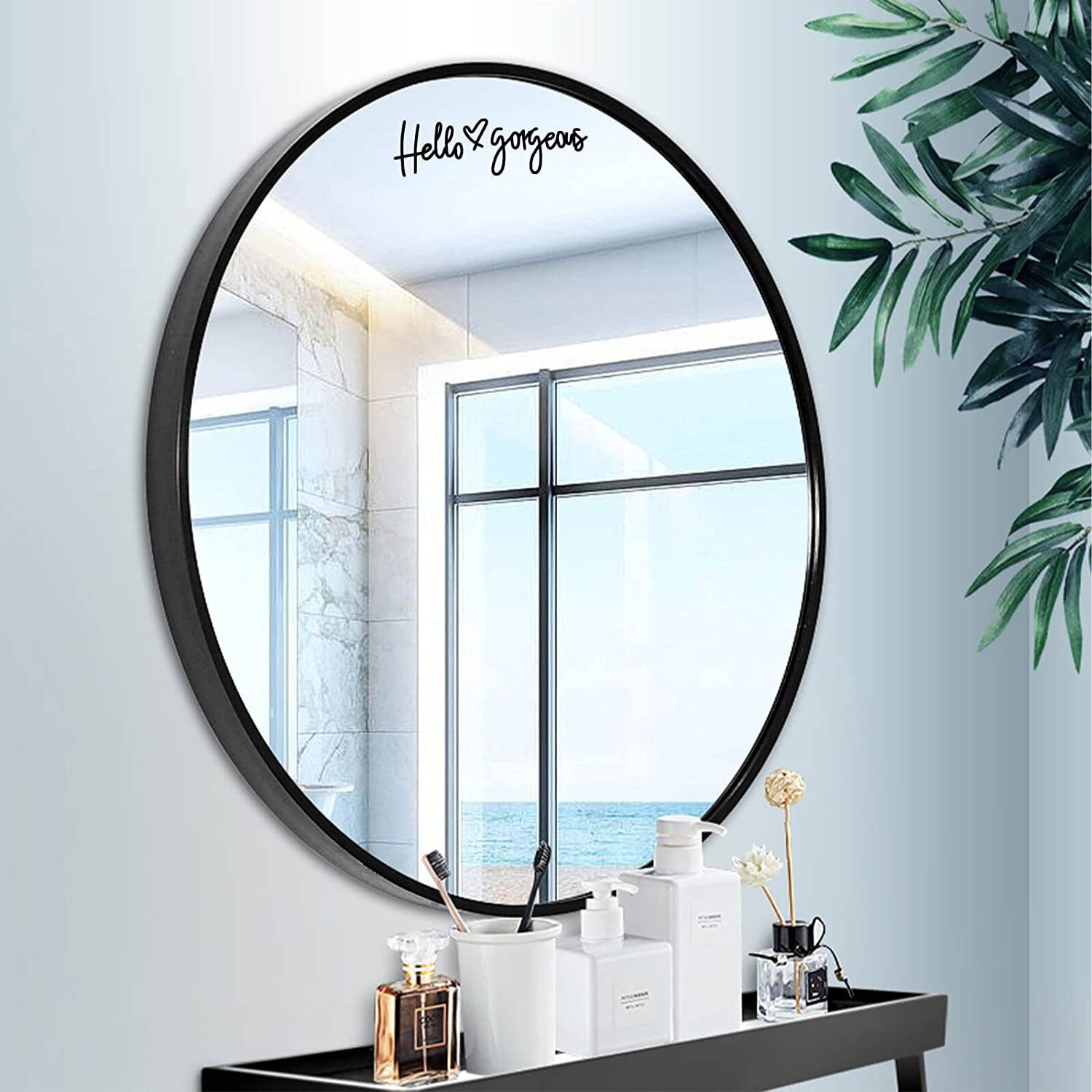 Hello Car Rearview Mirror Sticker, Gorgeous Mirror Decal, Wall Decal Lady Gift._voghion.com