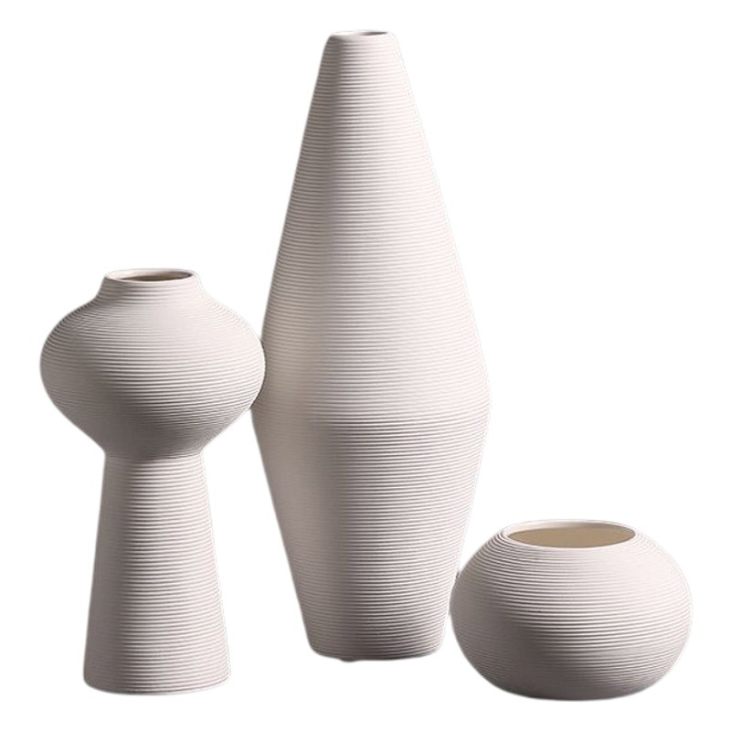 Nordic ins estilo blanco florero de cerámica decoración mesa de comedor sala de estar arreglo floral flor seca TV gabinete simple decoración suave