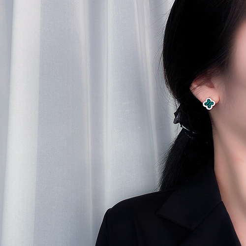 Fashionable, simple, personalized, high-end, micro-embellished earrings, 925 silver needles, internet celebrity live broadcast, popular jewelry earrings 77443
