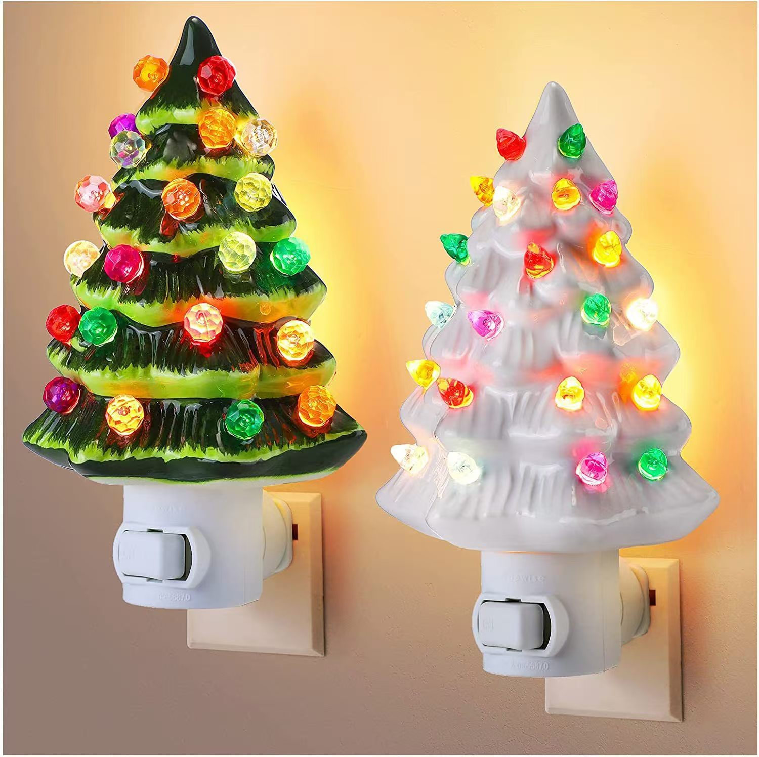 UL US standard 360° rotating plug ceramic Christmas tree snowman…