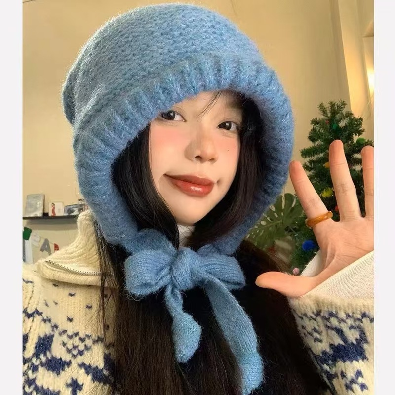 手工钩织毛线帽子女2025新款冬毛茸茸保暖显脸小针织帽筒子渔夫帽|undefined