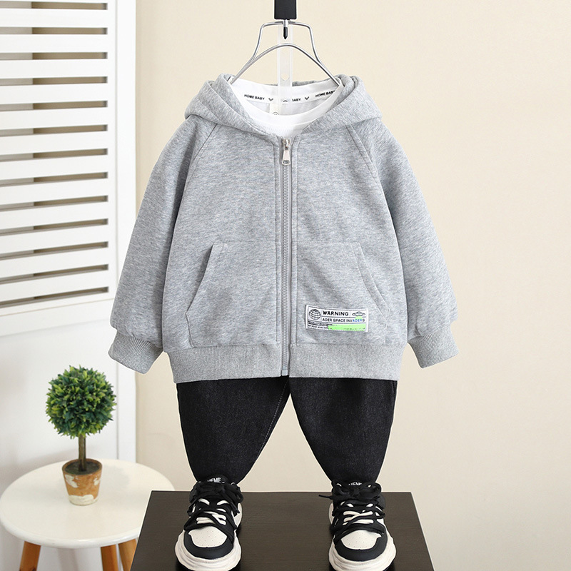 5992 chaqueta de niño 2024 otoño nuevo bebé casual primavera y otoño top con capucha para niños pequeños suéter con cremallera