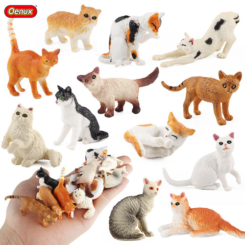 Cross-border simulation genuine mini pet cat animal model Persian cat lucky cat domestic cat black cat white cat toy