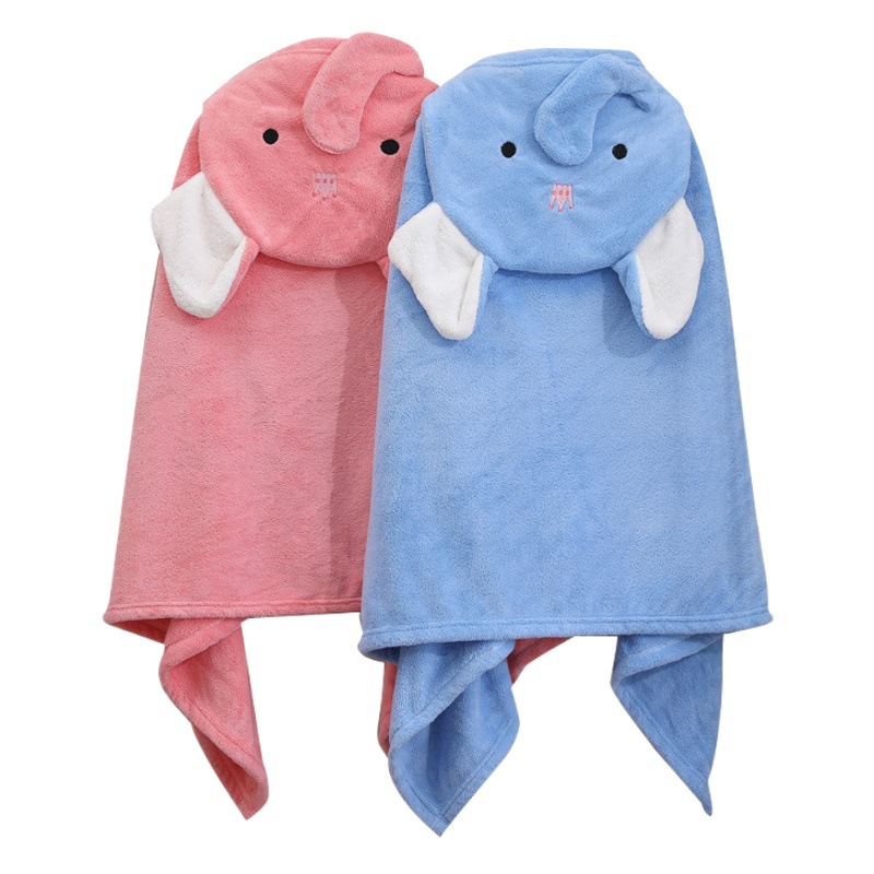 Coral fleece bebé usable Toalla de baño con capucha de dibujos animados capa de los niños Albornoz suave absorbente edredón infantil Toalla de baño