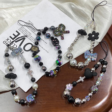 韩国酷黑ins风小众手机挂绳diy手机壳配件手机链箱包挂饰包包挂件