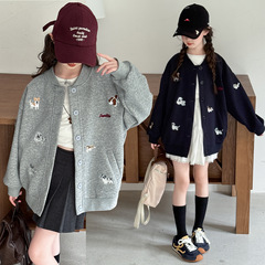 跨境女童外套2025新款洋气中大童时髦夹克儿童秋季刺绣棒球服开衫