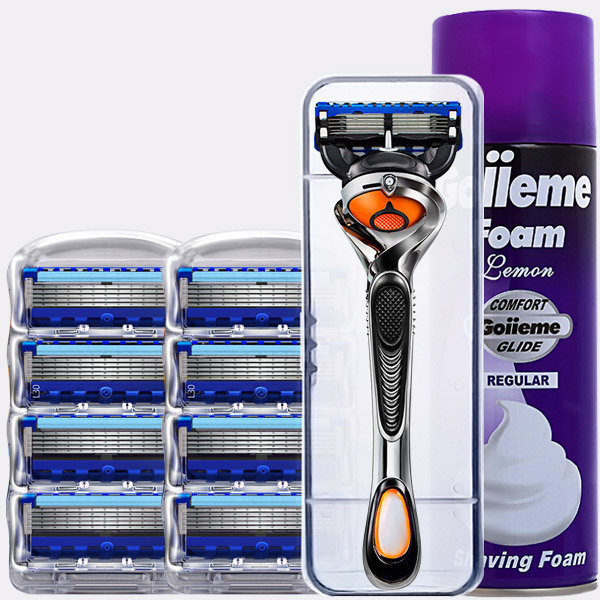 2025 nuevo hombre azul manual Geely de cinco capas cuchilla de afeitar escondida cuchilla de afeitar multicapa de acero inoxidable