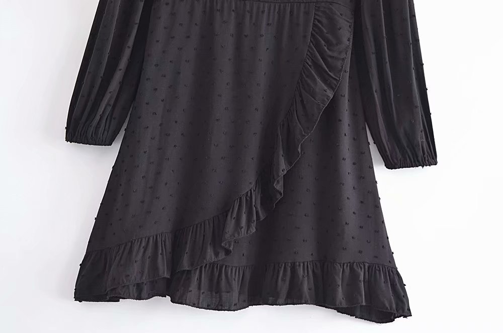  jacquard ruffle long-sleeved dress nihaostyles wholesale clothing NSAM82585