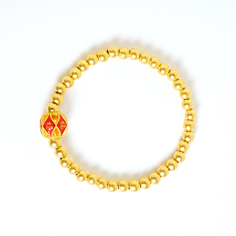 Nuevos productos de oro de arena vietnamita cuerda elástica cuerdas de cuentas de brazalete de bordado para hombres y mujeres, joyas de estilo chino que no se desvanecen