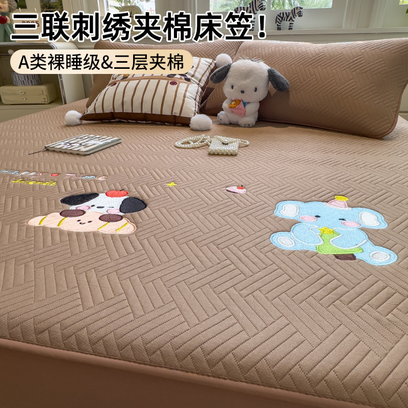 Cama de algodón de tipo A gruesa cubierta de cama de una sola pieza de cubierta de cama de tres piezas conjunto 2025 nuevo colchón universal cubierta protectora cubierta de cama