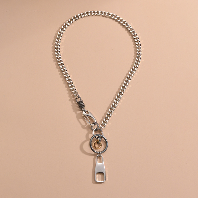 Simple geometric hollow chain ring bottle opener pendant Cuban chain necklacepicture2