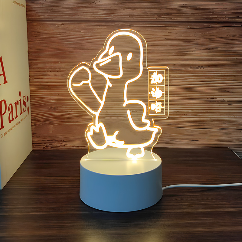 Venta al por mayor luz nocturna 3D USB niños dibujos animados regalo de Navidad lámpara de mesa pequeña atmósfera transfronteriza fijo logotipo acrílico