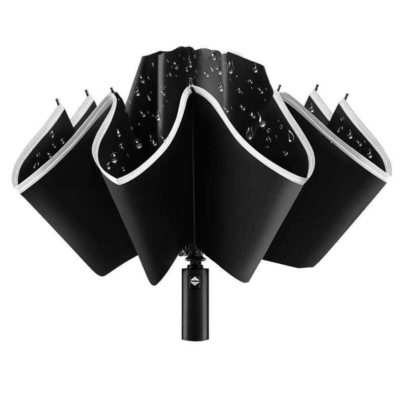 Paraguas inverso automático plegable paraguas de sol grande para hombres y mujeres lluvia de diez huesos de doble uso pegamento negro protección solar paraguas triple al por mayor