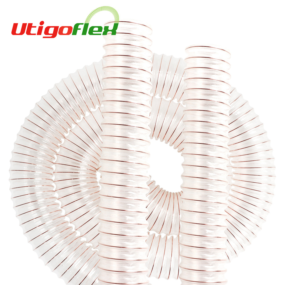 厂价直销PVC包塑钢丝软管工业透明通风管粉末/吸尘管/透明塑料管