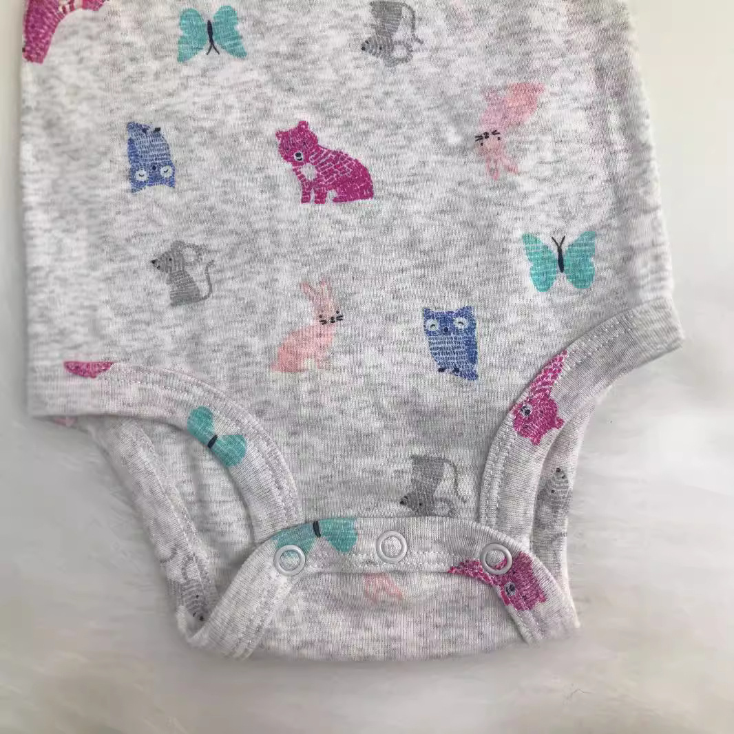 2024 가을  긴 소매 면 프린트 점프 수트  소녀 옷 귀여운 기본 코트 대외 무역 가방 방귀 옷