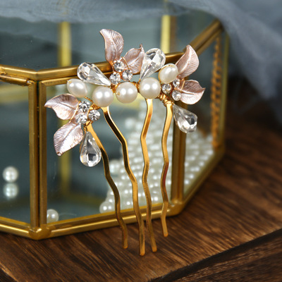 new pattern leaf Beading Headdress suit Combs Hairdressing bride Simplicity Flaxen Hair Hairpin Earrings suit Accessories