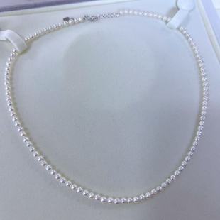 3-4mm Natural Freshwater Pearl Necklace Near Round Strong Light Xiaomi baby Clavicle Chain Women Zhuji Simple All-Match