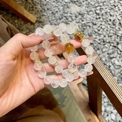 天然白幽灵水晶手串搭配黄阿赛黄水晶单圈手链小众设计送闺蜜女友