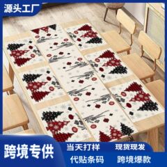 桌旗圣诞装饰创意印花餐桌亚麻桌垫 台布亚马逊餐桌旗 跨境批发
