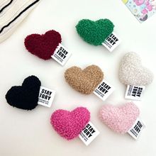 创意羊羔毛彩色爱心胸针挂件款可爱时尚桃心DIY汽配鞋帽饰品辅料