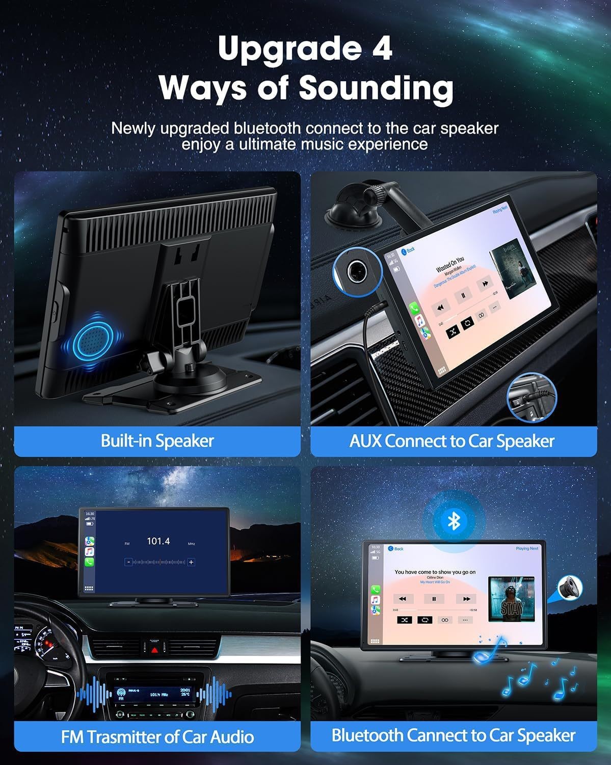 9inch Portable Carplay Recorder Wireless Android Auto Smart Screen Car Navigation MP5 Player
