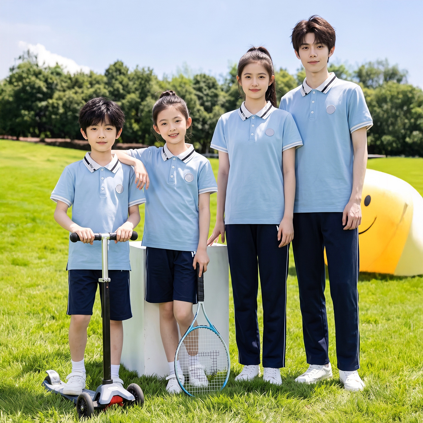 Likelong Haikou City Unified School Uniform Cotton Short-Sleeve Unisex Summer Sports Set for Primary and Secondary School Students