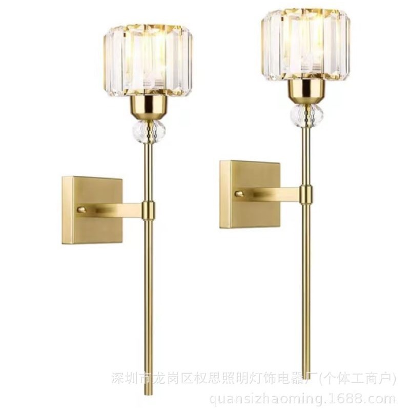 跨境热销美式简约水晶壁灯创意装饰酒店客厅卧室电视背景墙壁灯