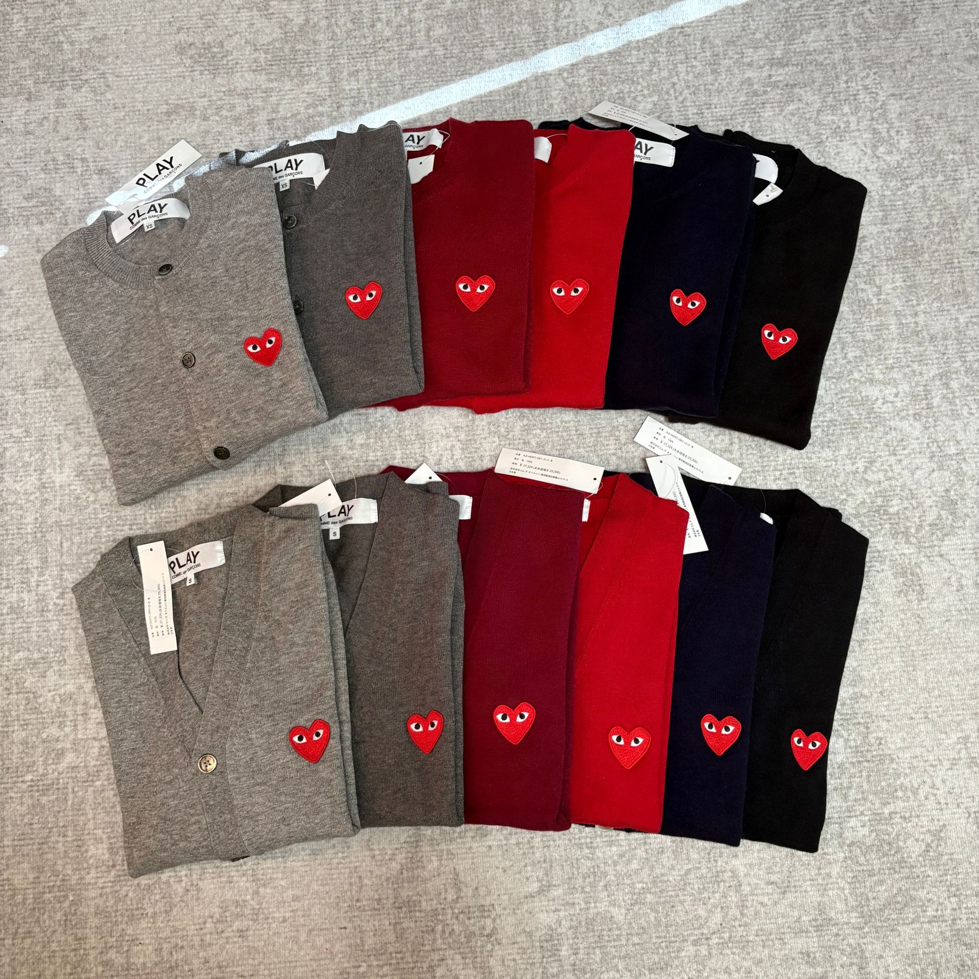 Japanese Style川久Play Heart Autumn and Winter Women's Round Neck Knitwear Classic Versatile Long-Sleeved Knitwear Cardigan