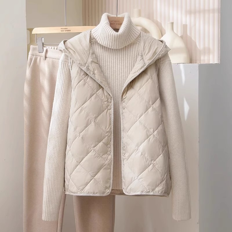 Big Sale Sale~Winter Vest Women's Cotton Short Korean Style Waistcoat Hooded Light down Cotton Vest