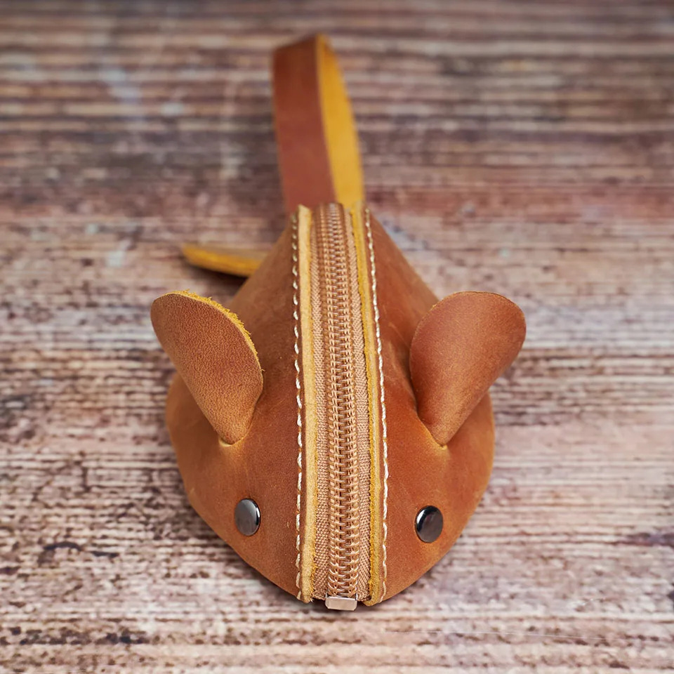 Factory Cross-Border New Model Cowhide Children's Coin Purse Genuine Leather Mouse Cartoon Key Bag Multifunctional Handheld Storage Bag