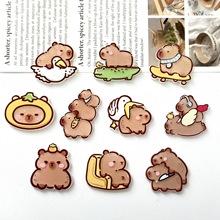 卡通可爱水豚卡皮巴拉亚克力贴片diy发卡胸针徽章冰箱贴饰品配件