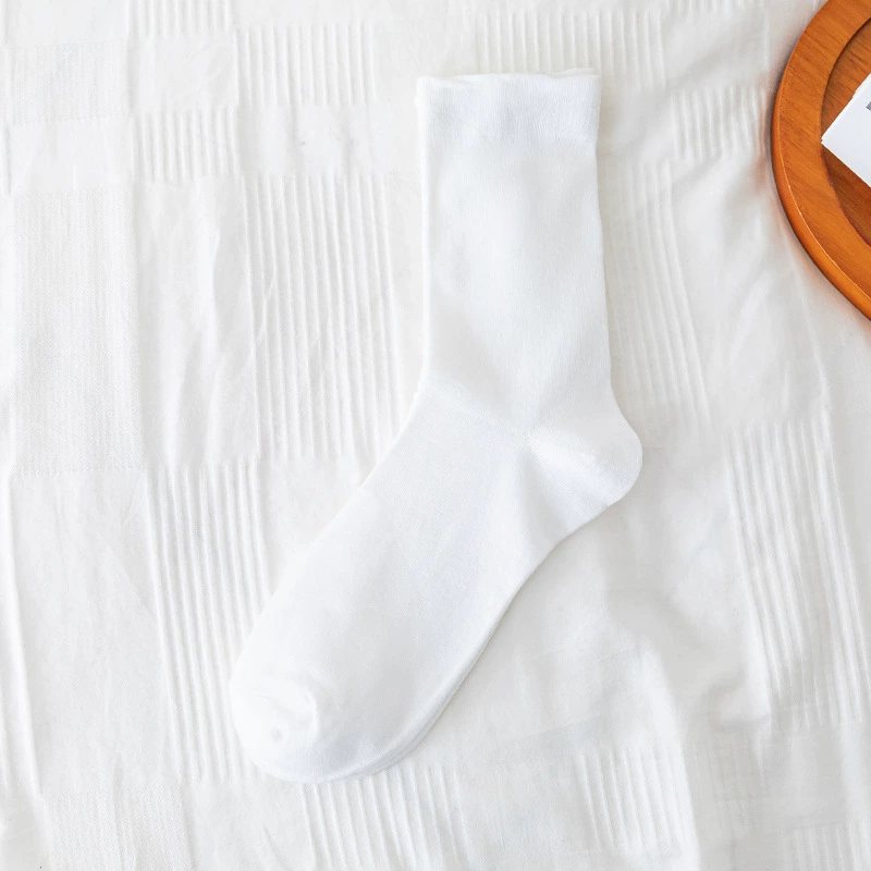 无 Summer thin white knee socks for pregnant, mid-length