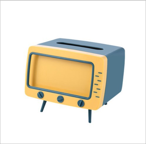 Sala de estar creativa de alta gama caja de pañuelos vintage TV mesa de café caja de pañuelos teléfono móvil de visualización rack de tejido