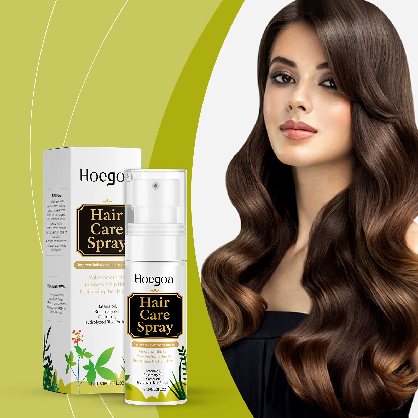 HOEGOA Спрей для ухода за волосами Нежная формула Питательный увлажняющий спрей для гладких кончиков волос Спрей для ухода за волосами