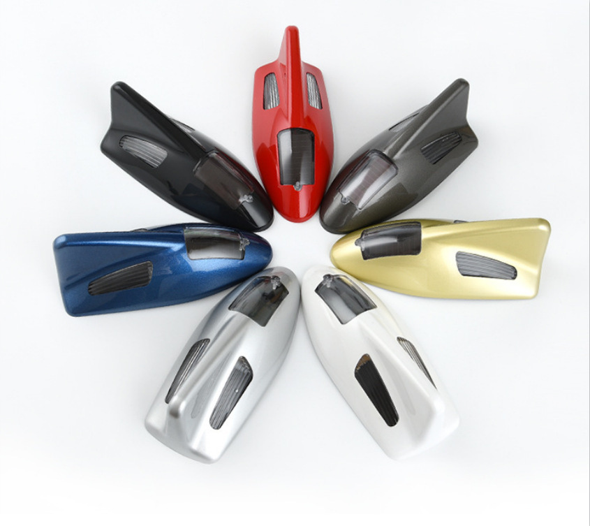 Car Solar Warning Light, Car Shark Fin Dual Light Antenna, Roof-Mounted Flashing Warning Light, Car Accessories