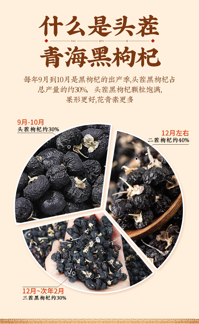 Dried Black Goji Berries 120g Jar Qinghai Black Wolfberry Fruit Ready to Eat key features