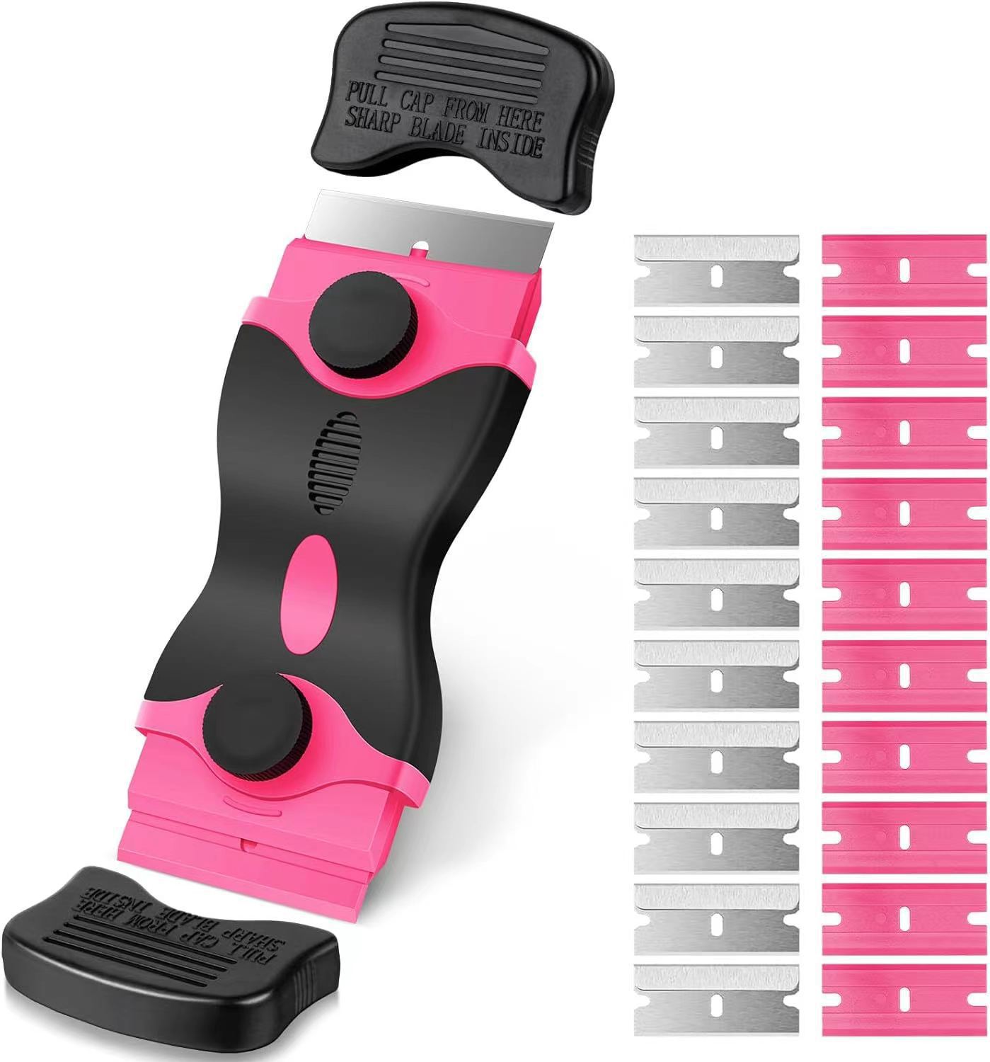 분홍색 양날 삽 1개 + 플라스틱 칼날 10개 금속 칼날 10개