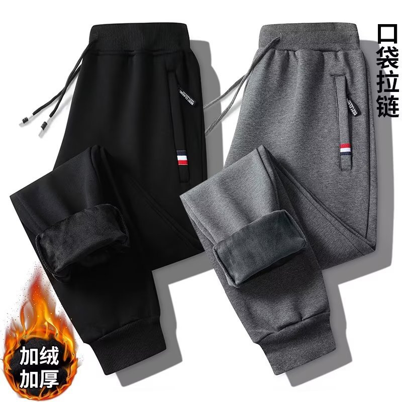 加绒加厚裤男休闲宽松大码运动裤户外时尚百搭潮流卫裤束脚直筒裤